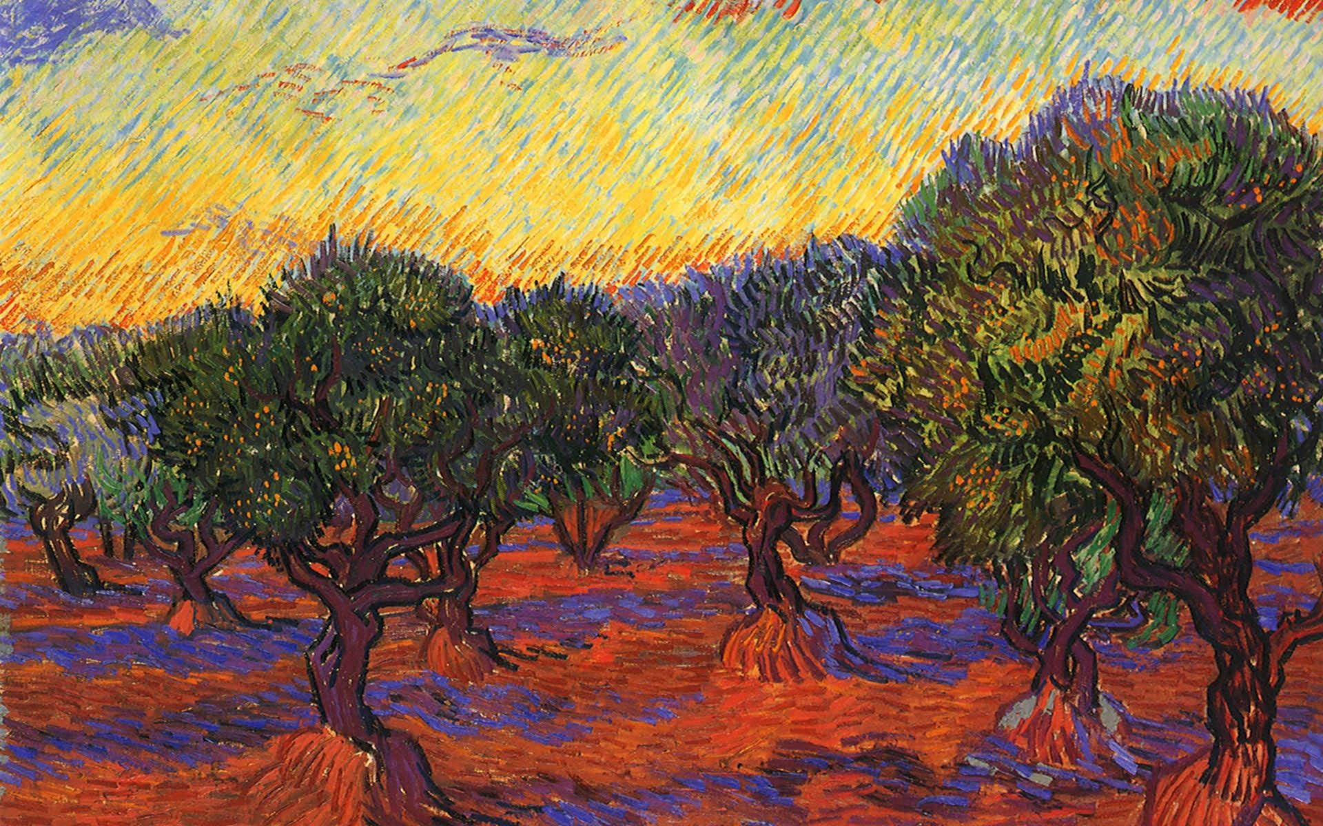 Van Gogh Olive Grove Orange Sky