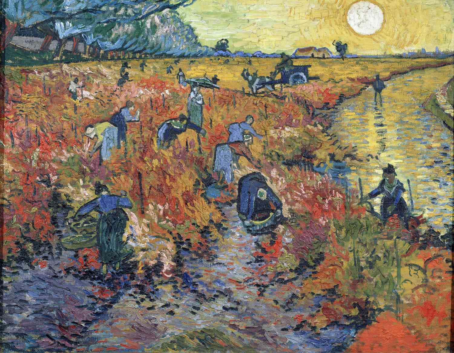 Unanoche De Luna Llena Llena De Colores Según Lo Descrito Por Vincent Van Gogh.