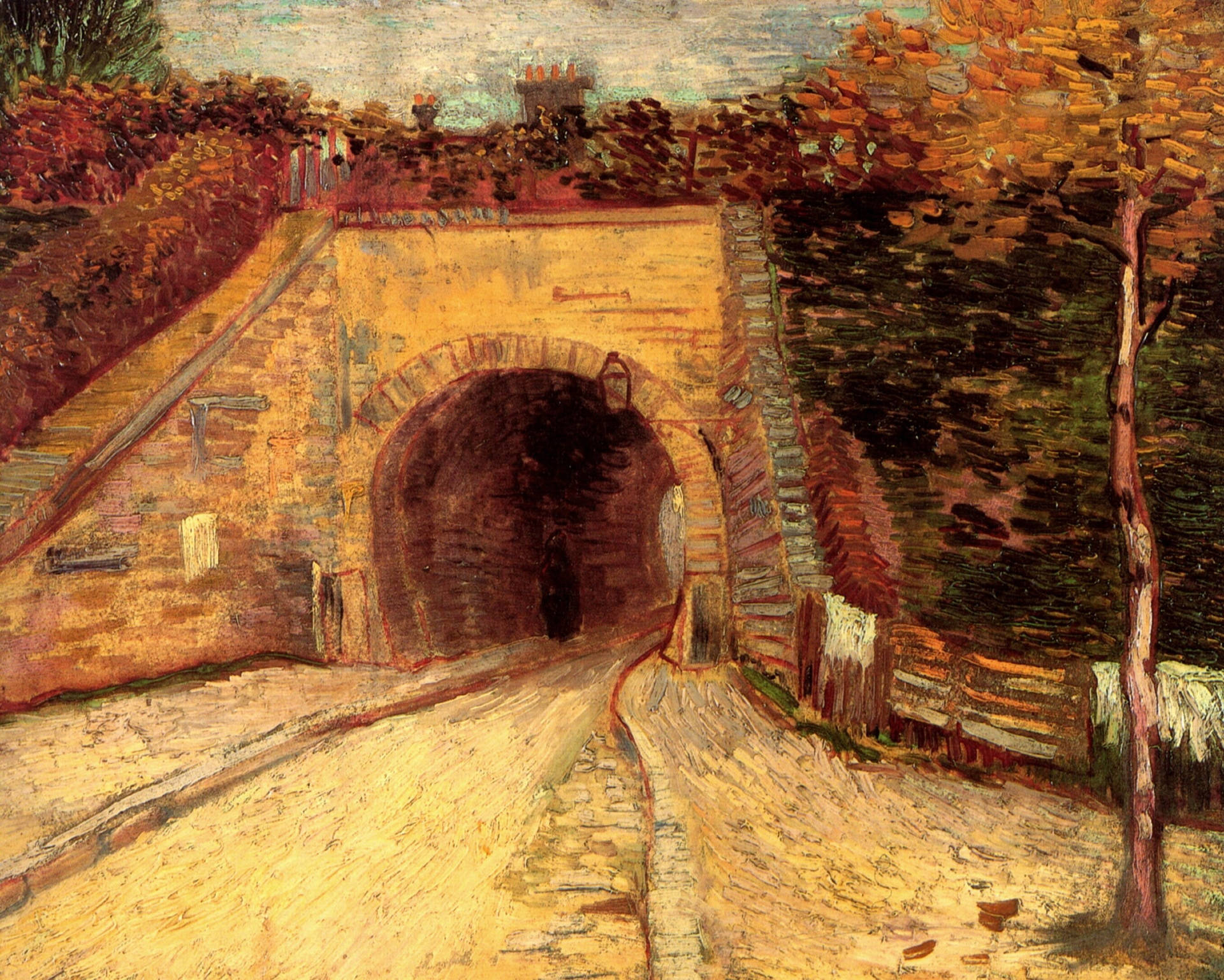 Van Gogh Roadway With Underpass Wallpaper