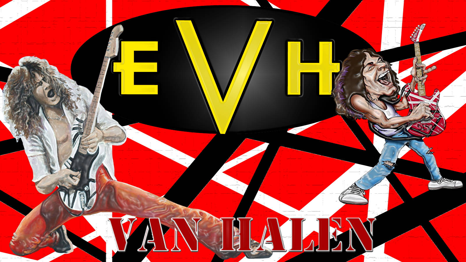 Van Halen Rock Band Caricature Wallpaper