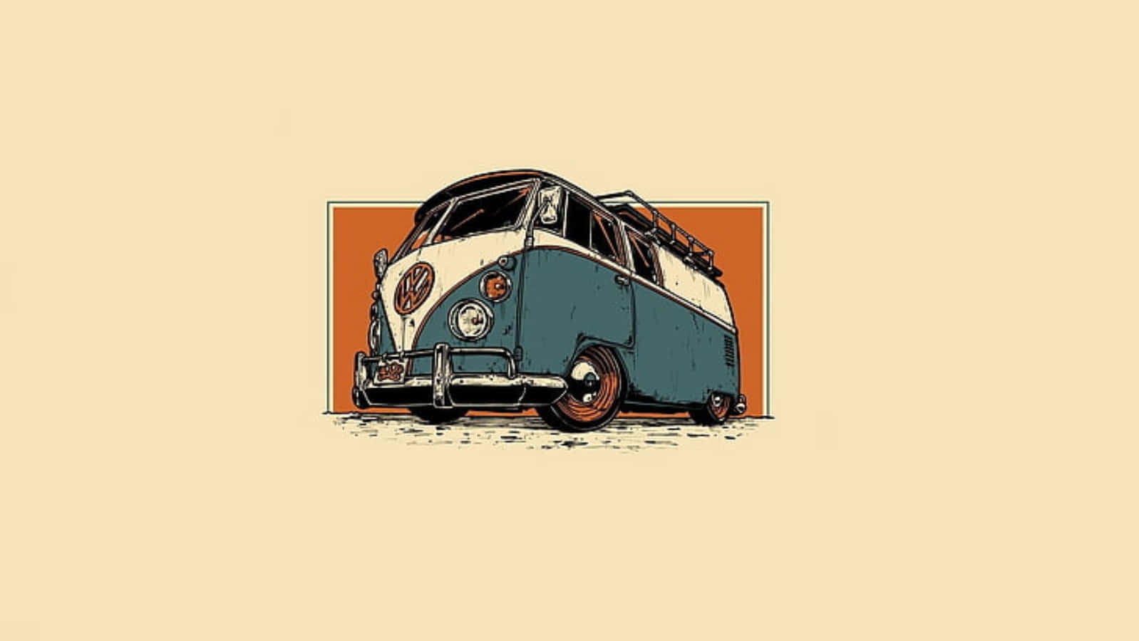 A Vintage Vw Bus On A Brown Background