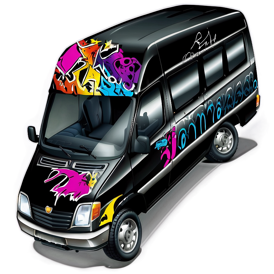 Van With Graffiti Art Png Qeq PNG