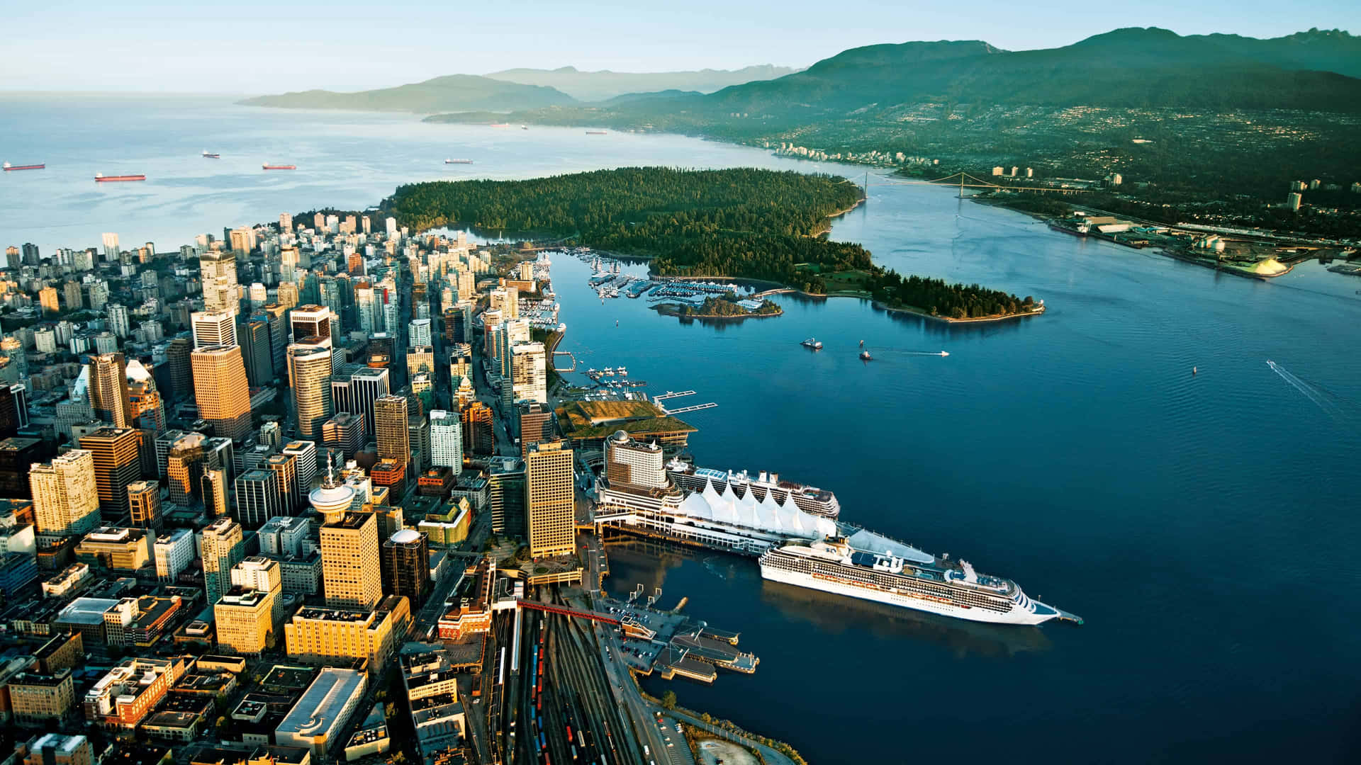 Vancouver Waterfront Aerial View Wallpaper