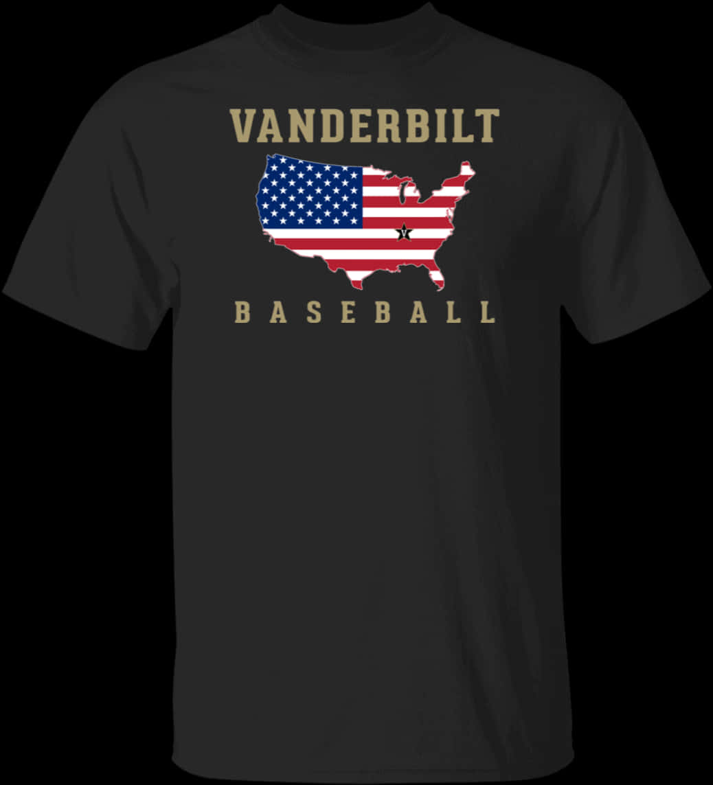 Vanderbilt Baseball U S A Flag T Shirt PNG