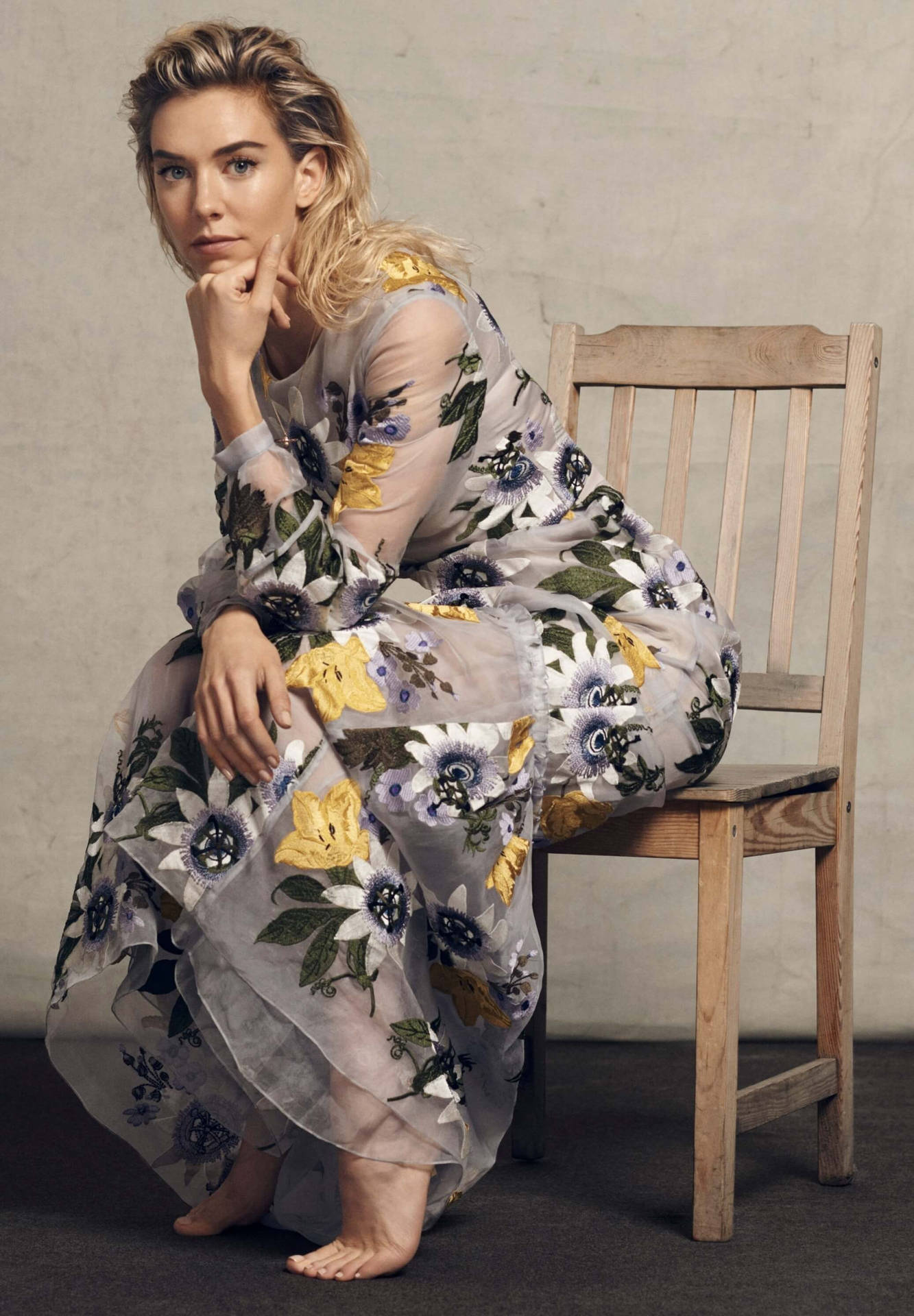 Vanessa Kirby In Floral Wallpaper