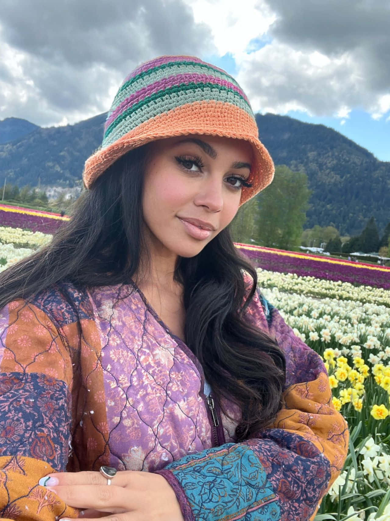 Vanessa Morgan Colorful Hat Floral Backdrop Wallpaper