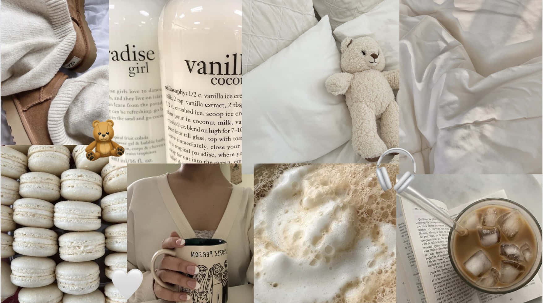 Vanille Meisje Aesthetic Collage Achtergrond