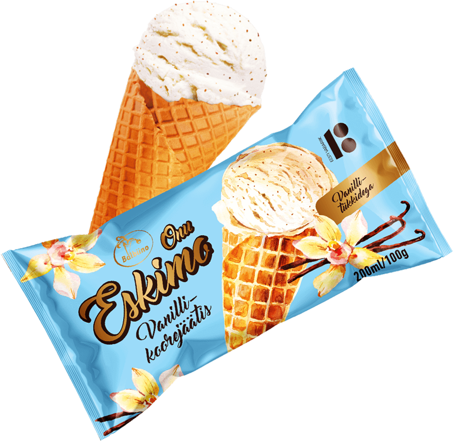 Vanilla Ice Cream Cone Packaging PNG