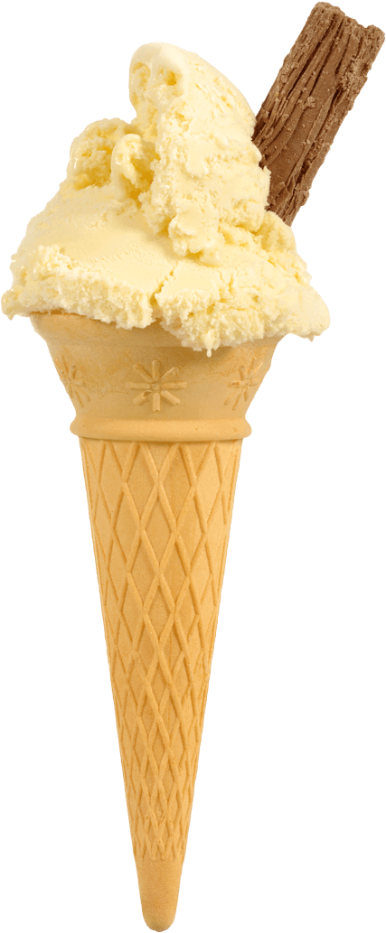 Vanilla Ice Cream Cone With Chocolate Flake PNG