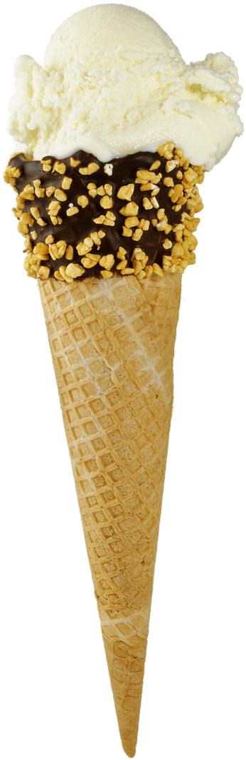 Vanilla Ice Cream Conewith Chocolateand Nuts.png PNG