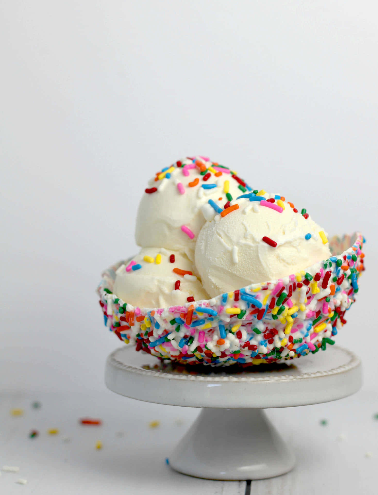 Vanilla Ice Cream Sprinkles Bowl Wallpaper
