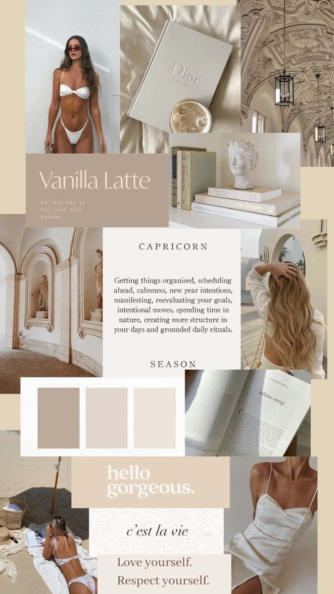 Vanilla Latte Aesthetic Collage Wallpaper