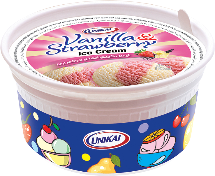 Vanilla Strawberry Ice Cream Tub Unikai PNG