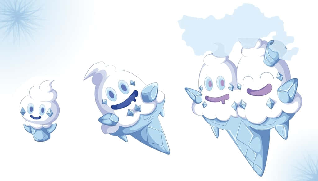 Vanillite,vanillish Y Vanilluxe En Pokémon Blanco. Fondo de pantalla