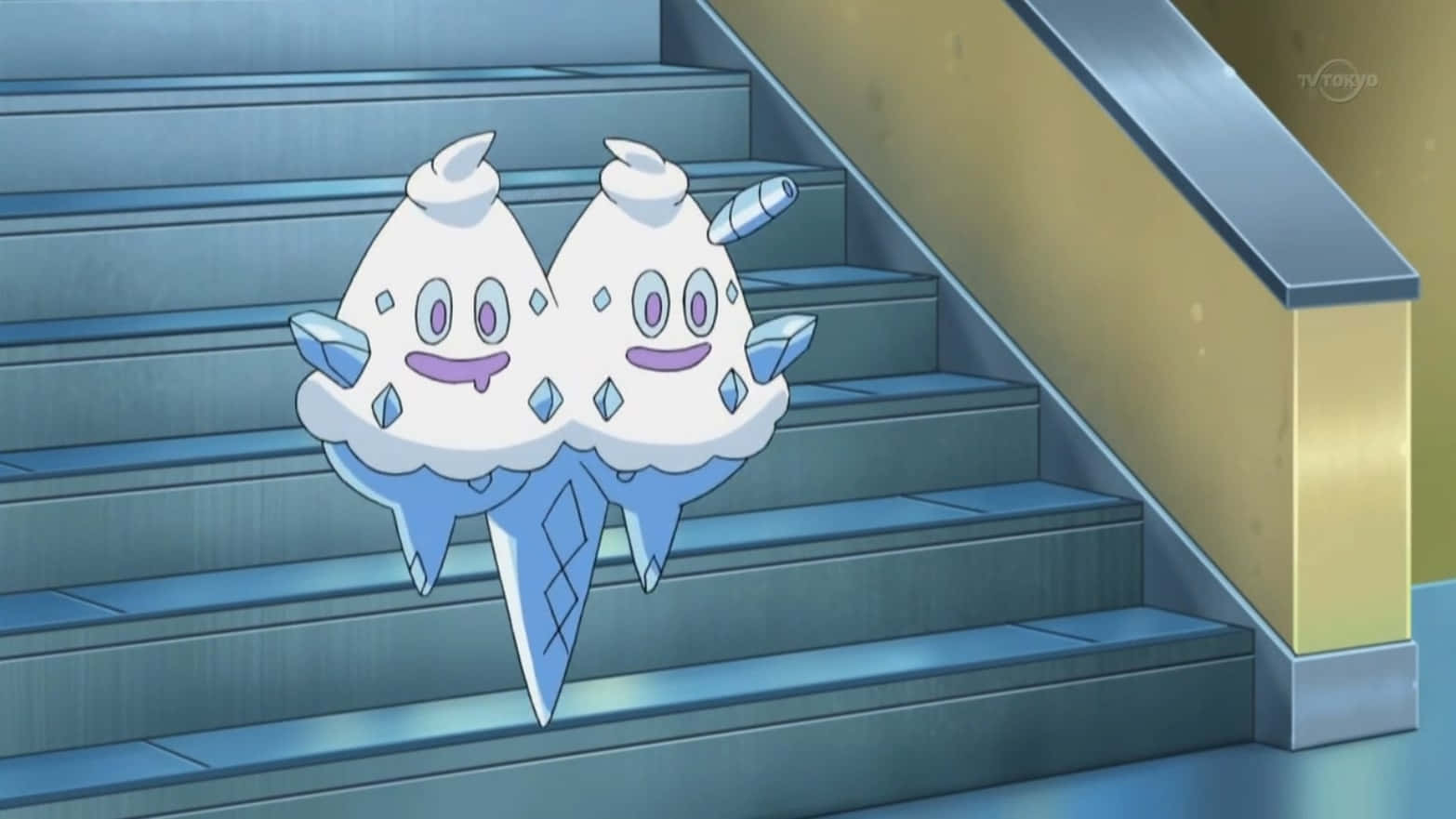 Vanilluxede Pokémon Cerca De La Escalera. Fondo de pantalla