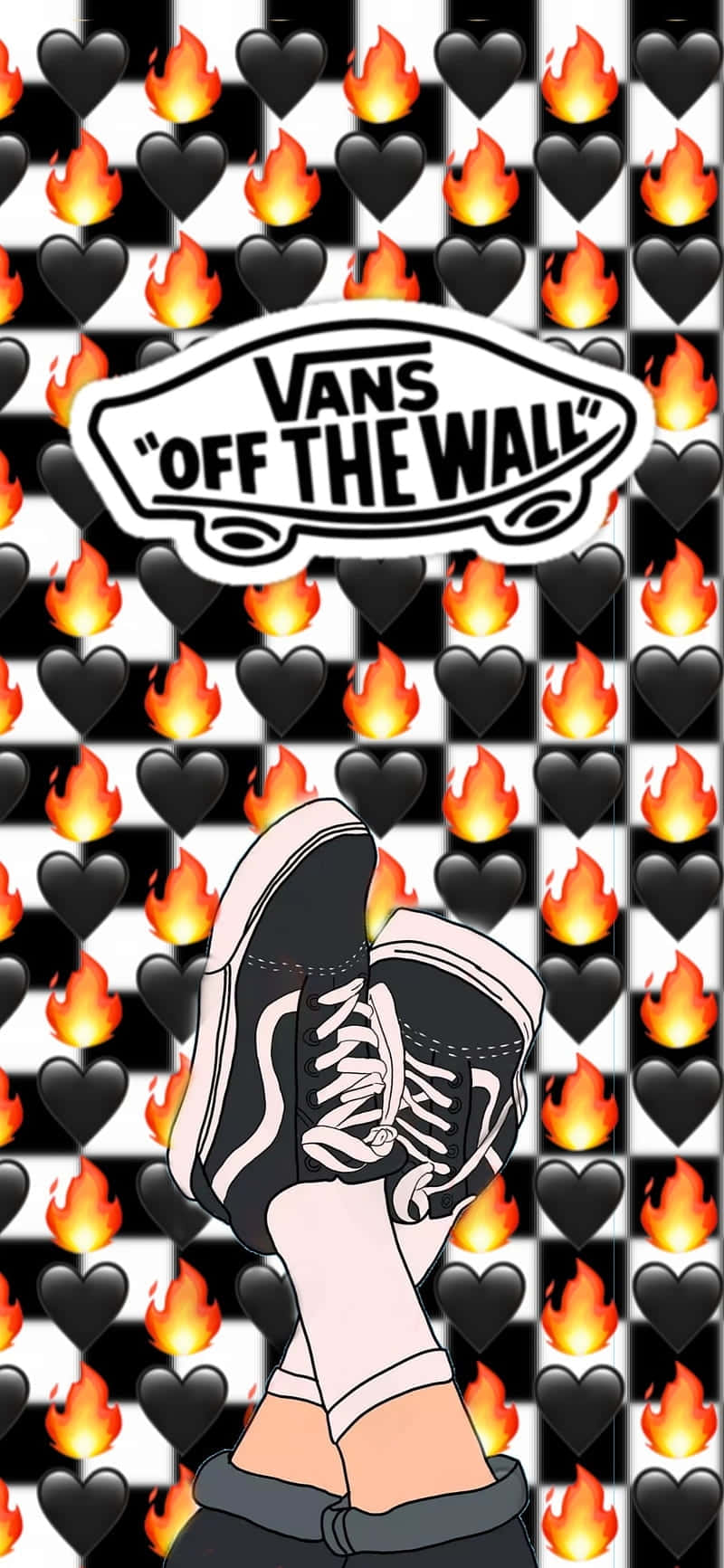 Vans Off The Wall Checkered Flame Aesthetic Wallpaper