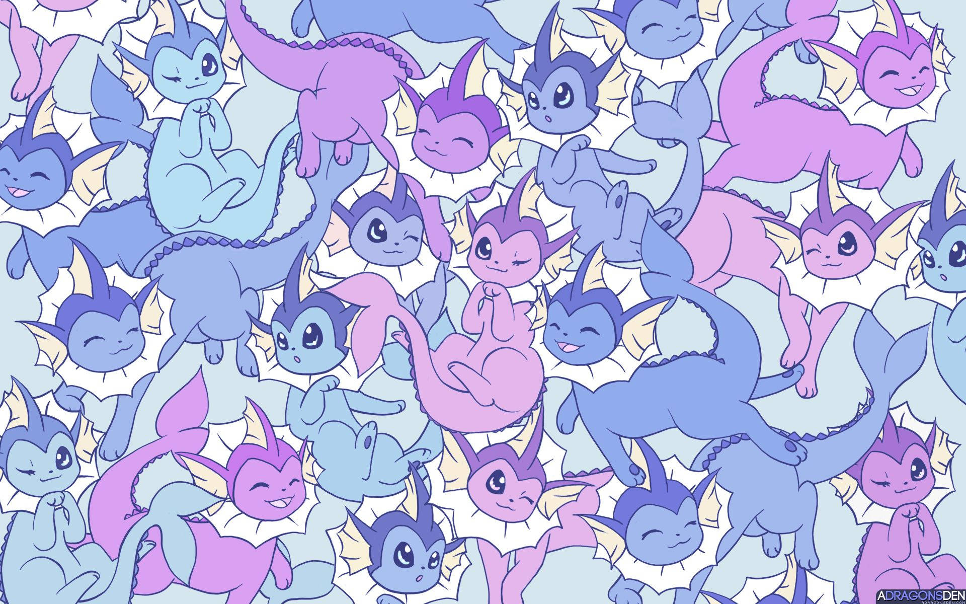 Vaporeon Emanating Power In Its Natural Element Wallpaper