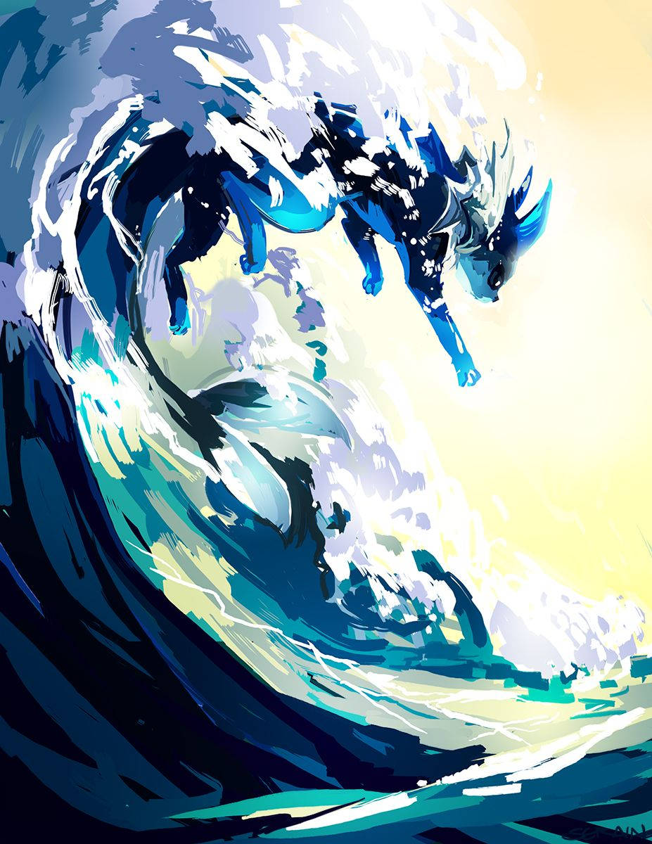 Vaporeon With The Ocean Waves Wallpaper