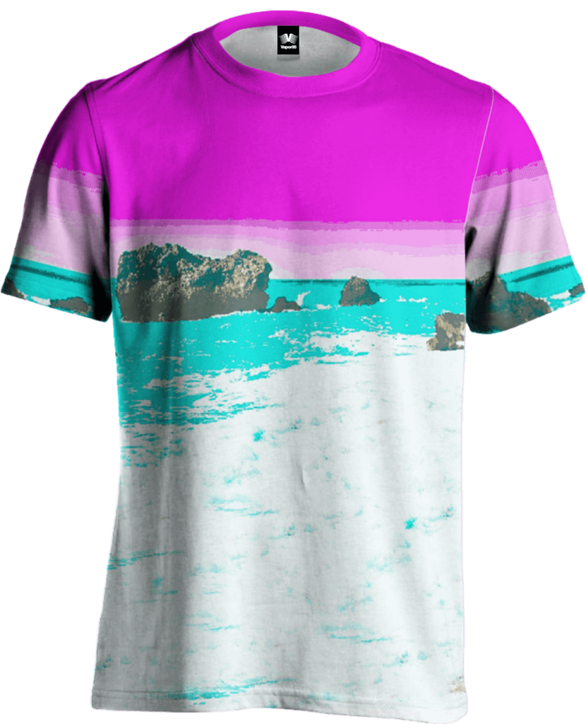 Vaporwave Aesthetic Beach T Shirt Design PNG