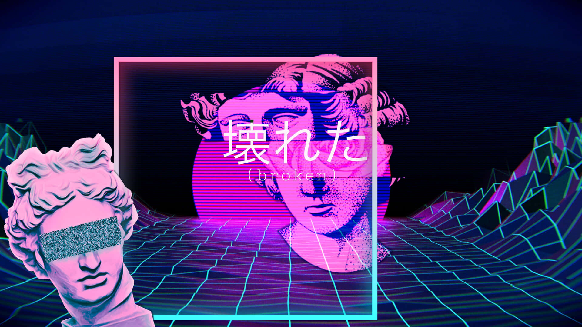 Statues Esthétiques Vaporwave 4 K U H D Fond d'écran