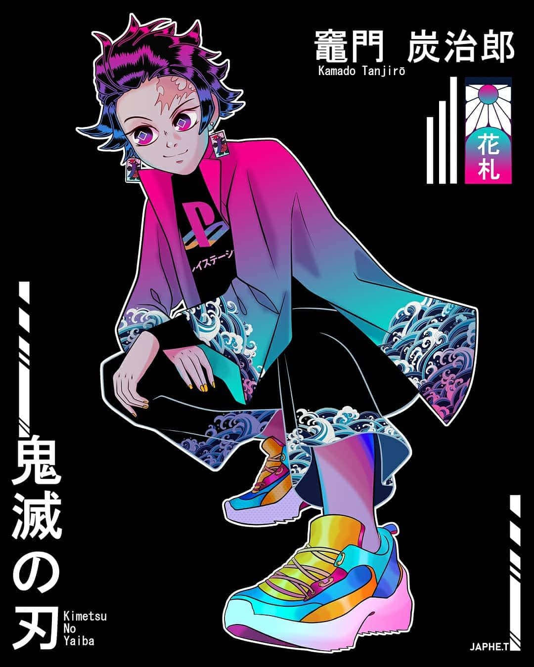 Vaporwave Anime Kimetsu No Yaiba Wallpaper