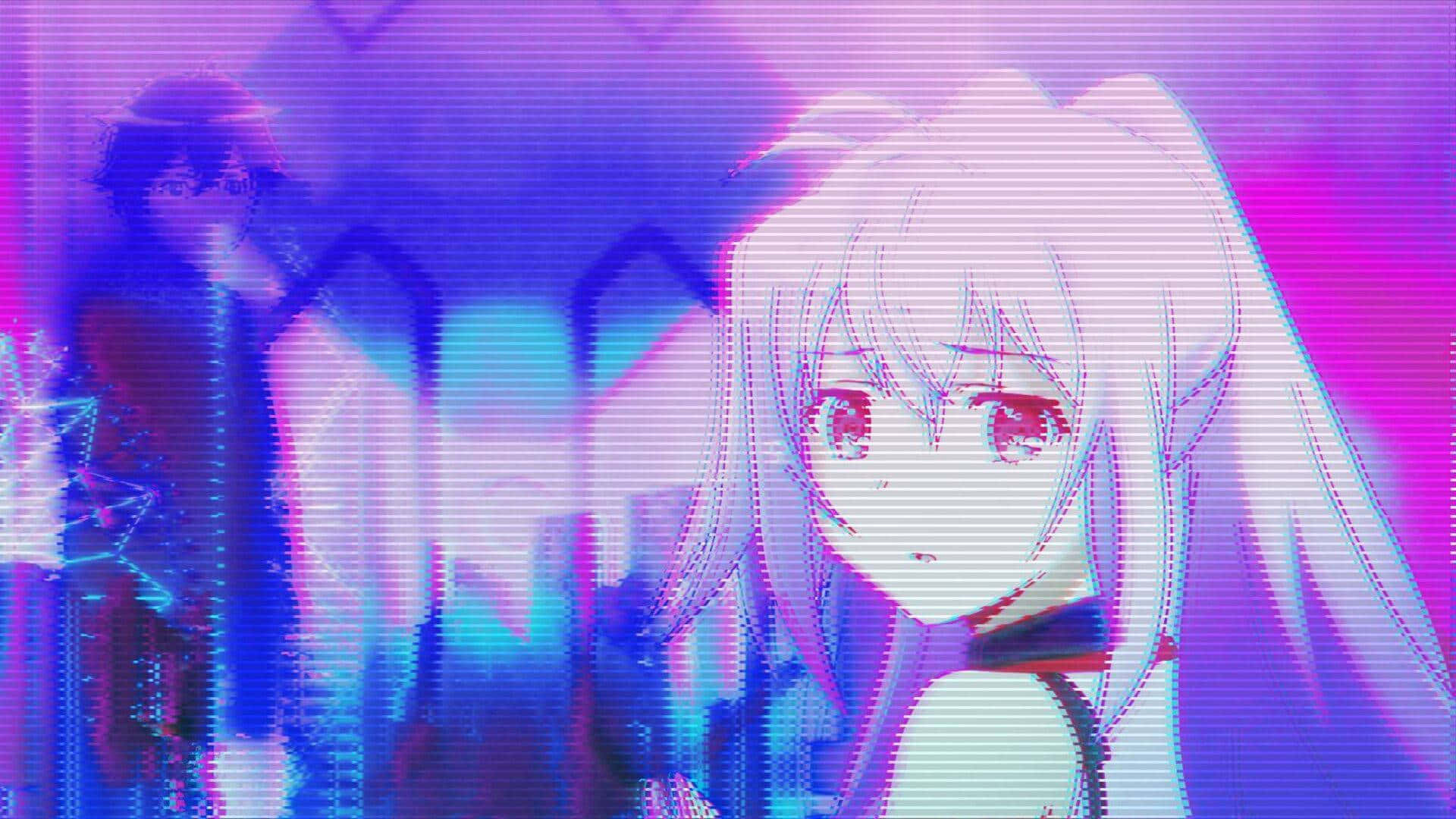 Vaporwave Anime Pixelated Girl Wallpaper