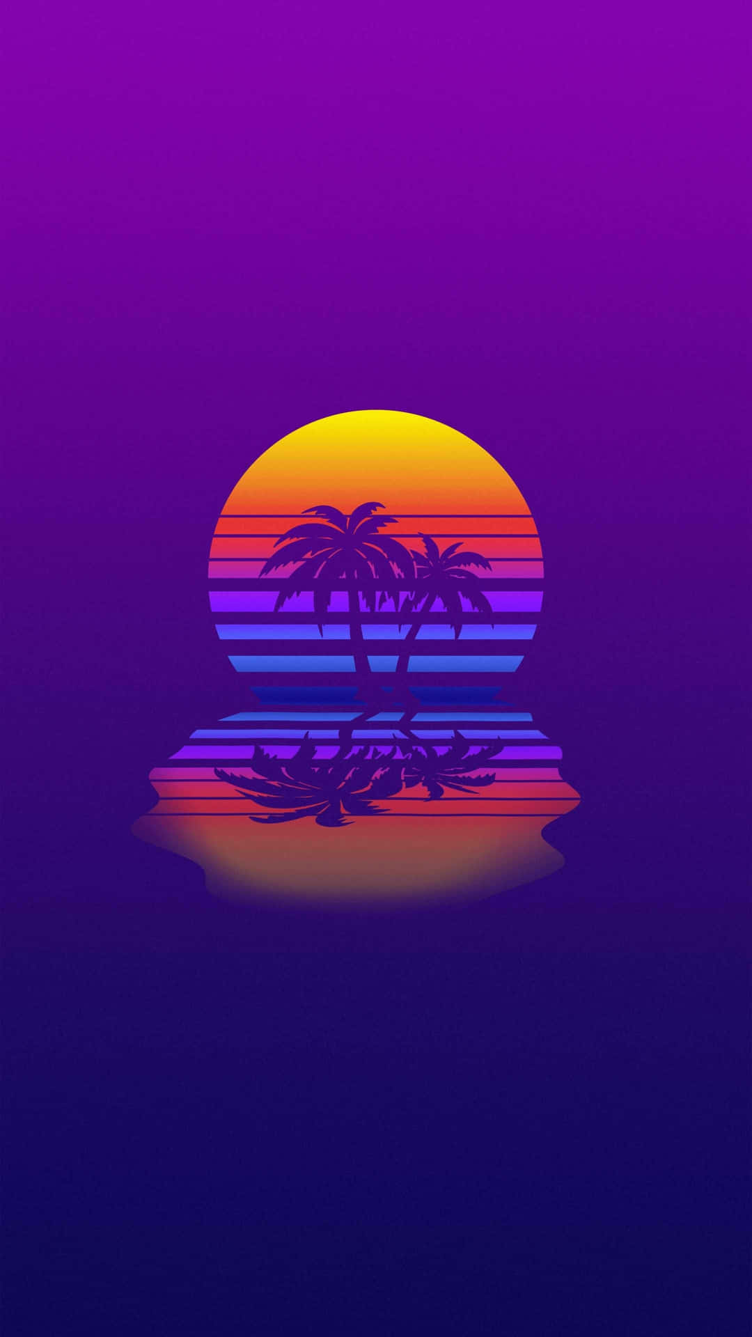 Minimalist Vaporwave Sunset Palm Trees Background