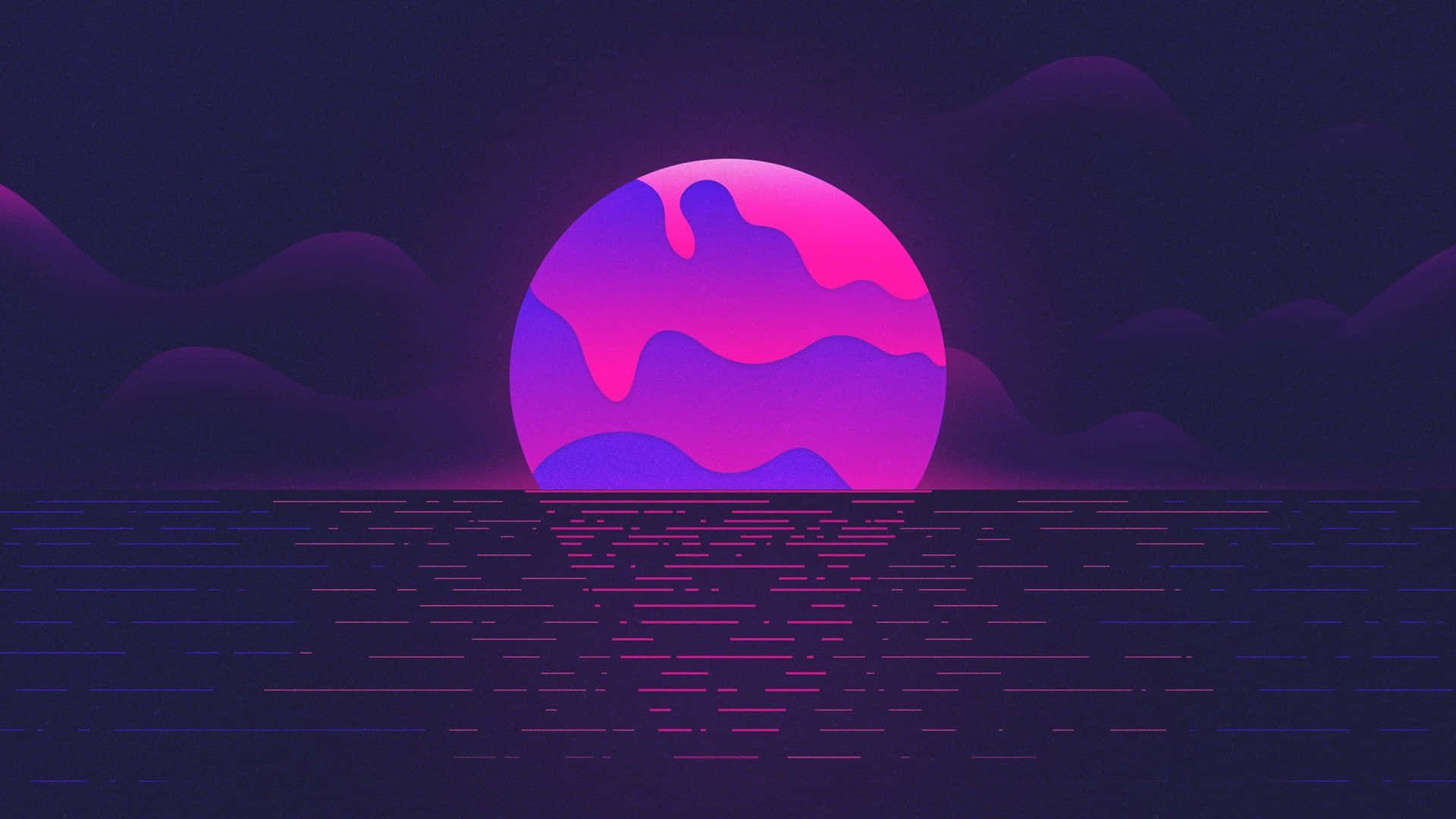Purple Melted Sunset Beach Vaporwave Background