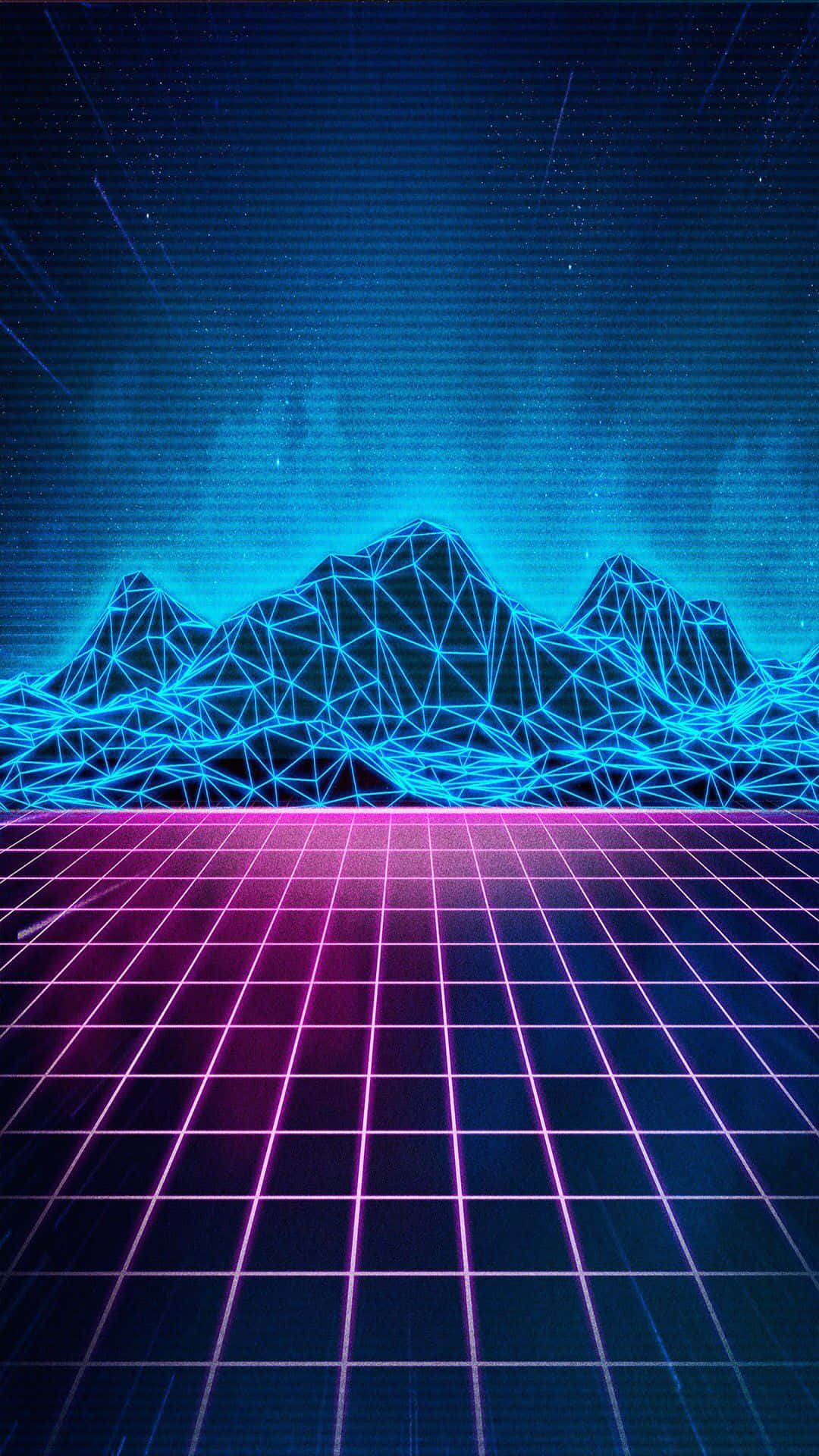 Geometric Neon Vaporwave Mountain Background