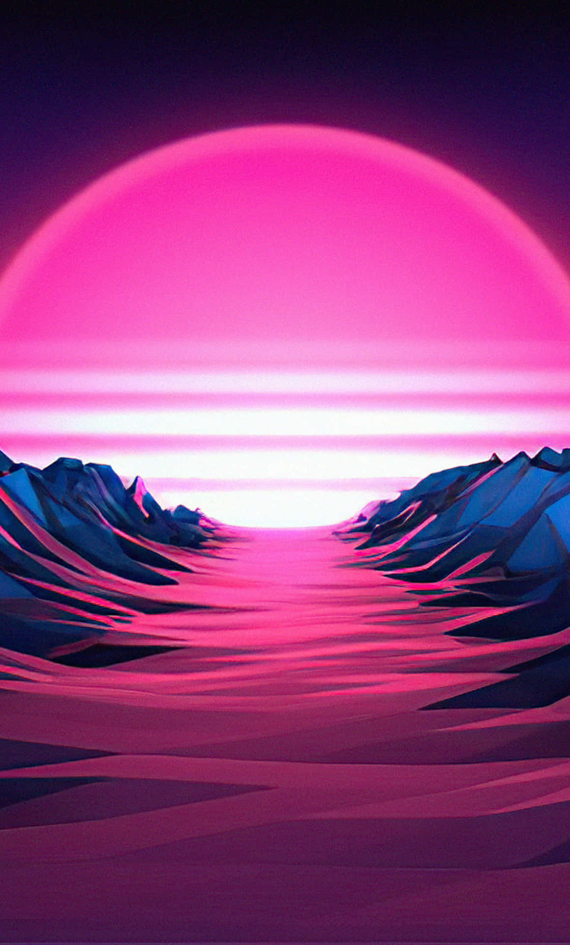 Pink Sunset Mountains Vaporwave Background