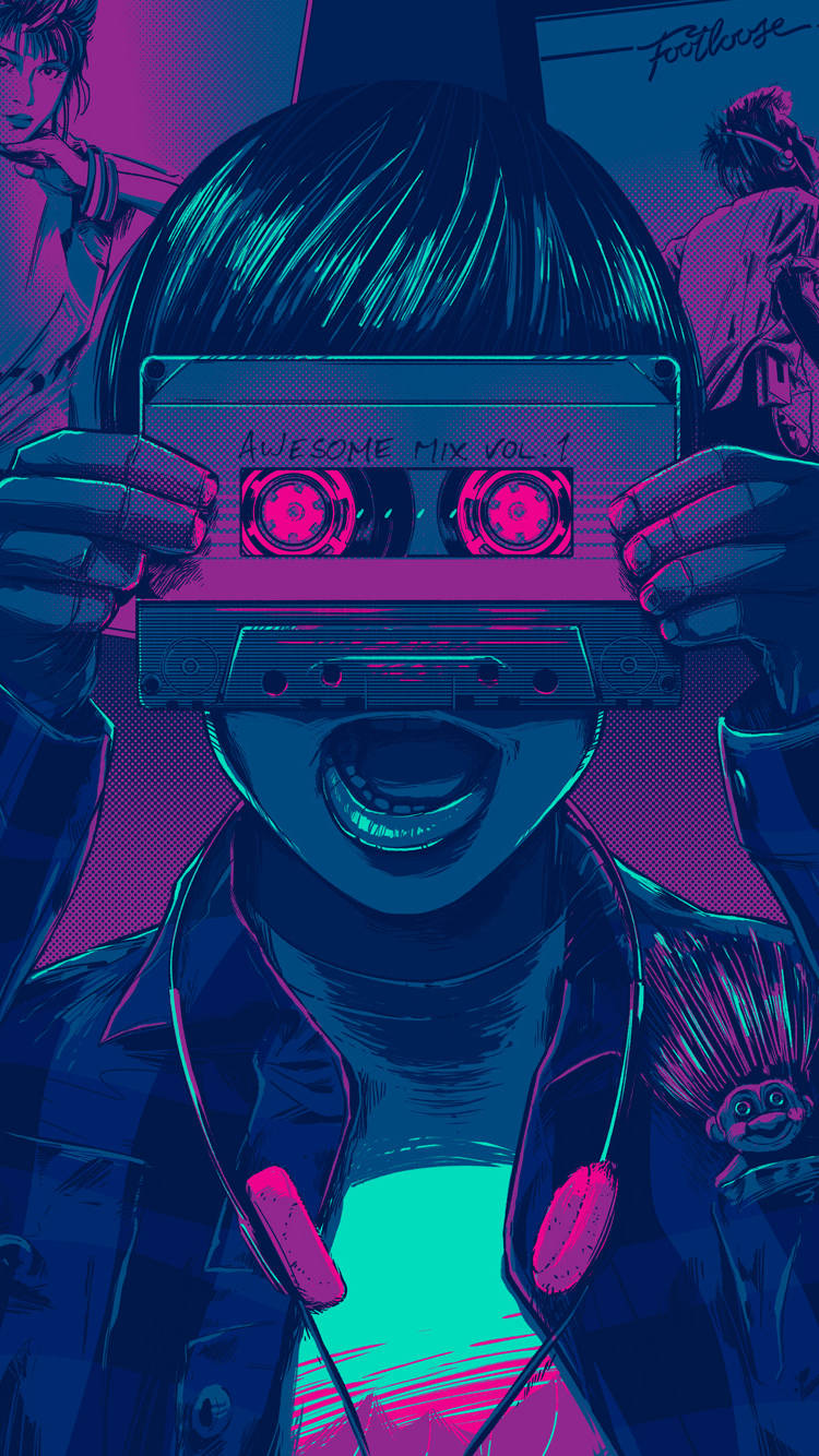 Vaporwave Kassette Tape Illustration Iphone Wallpaper