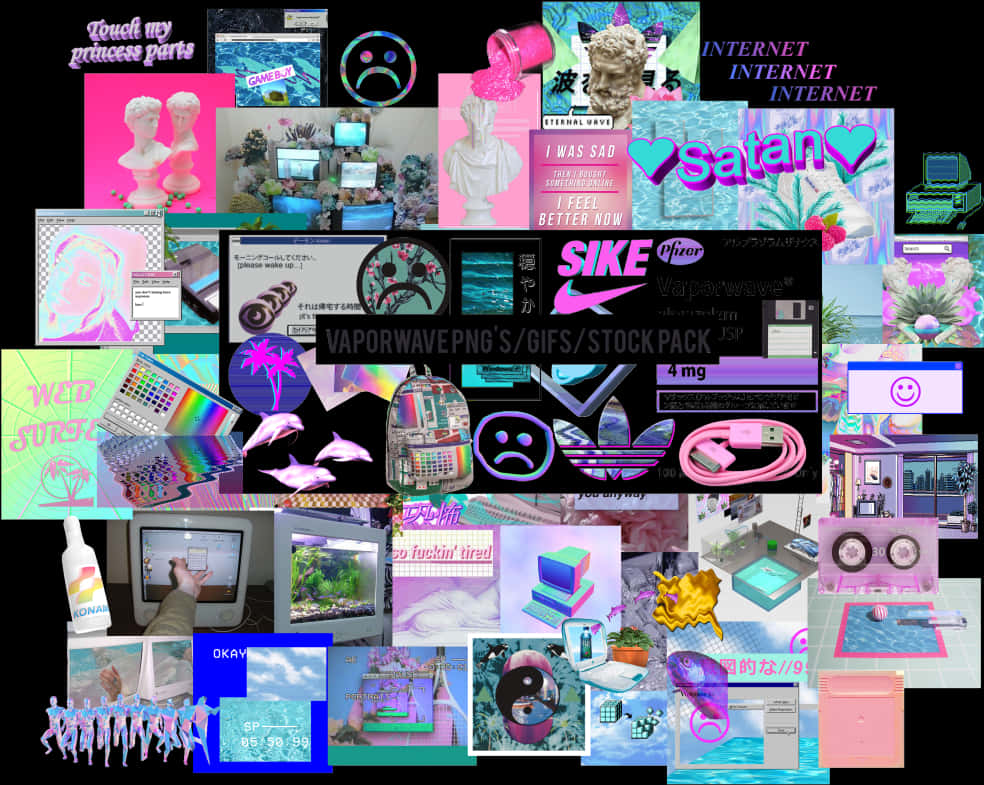 Vaporwave Collage Aesthetic PNG