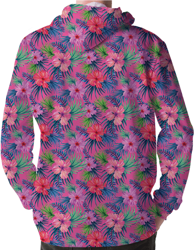 Vaporwave Floral Hoodie Pattern PNG