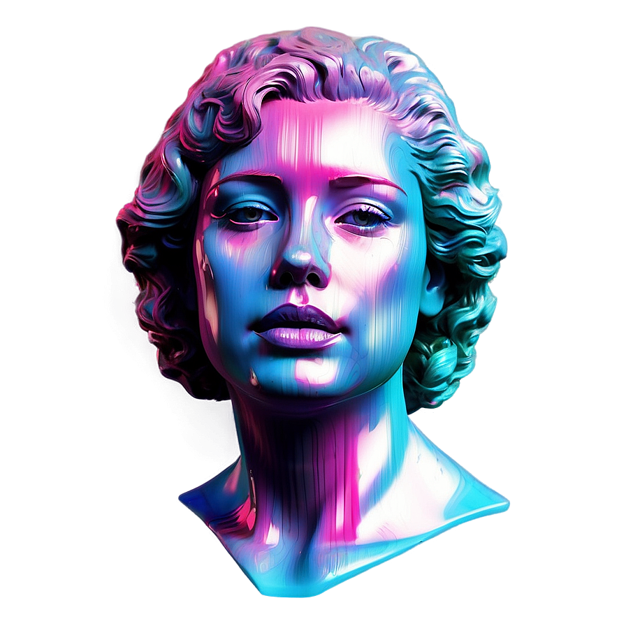 Vaporwave Glitched Portrait Png 06112024 PNG