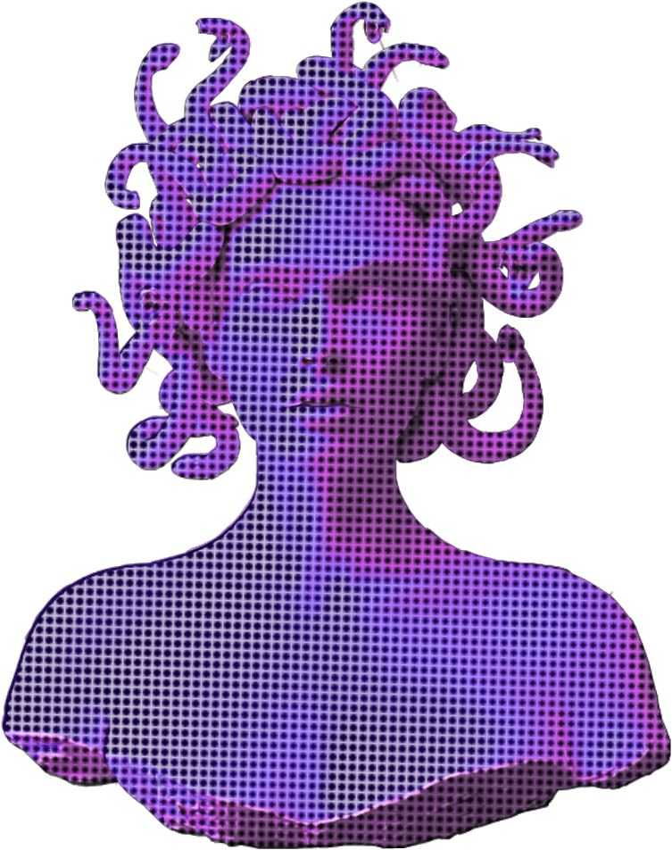 Vaporwave Medusa Statue Aesthetic.png PNG