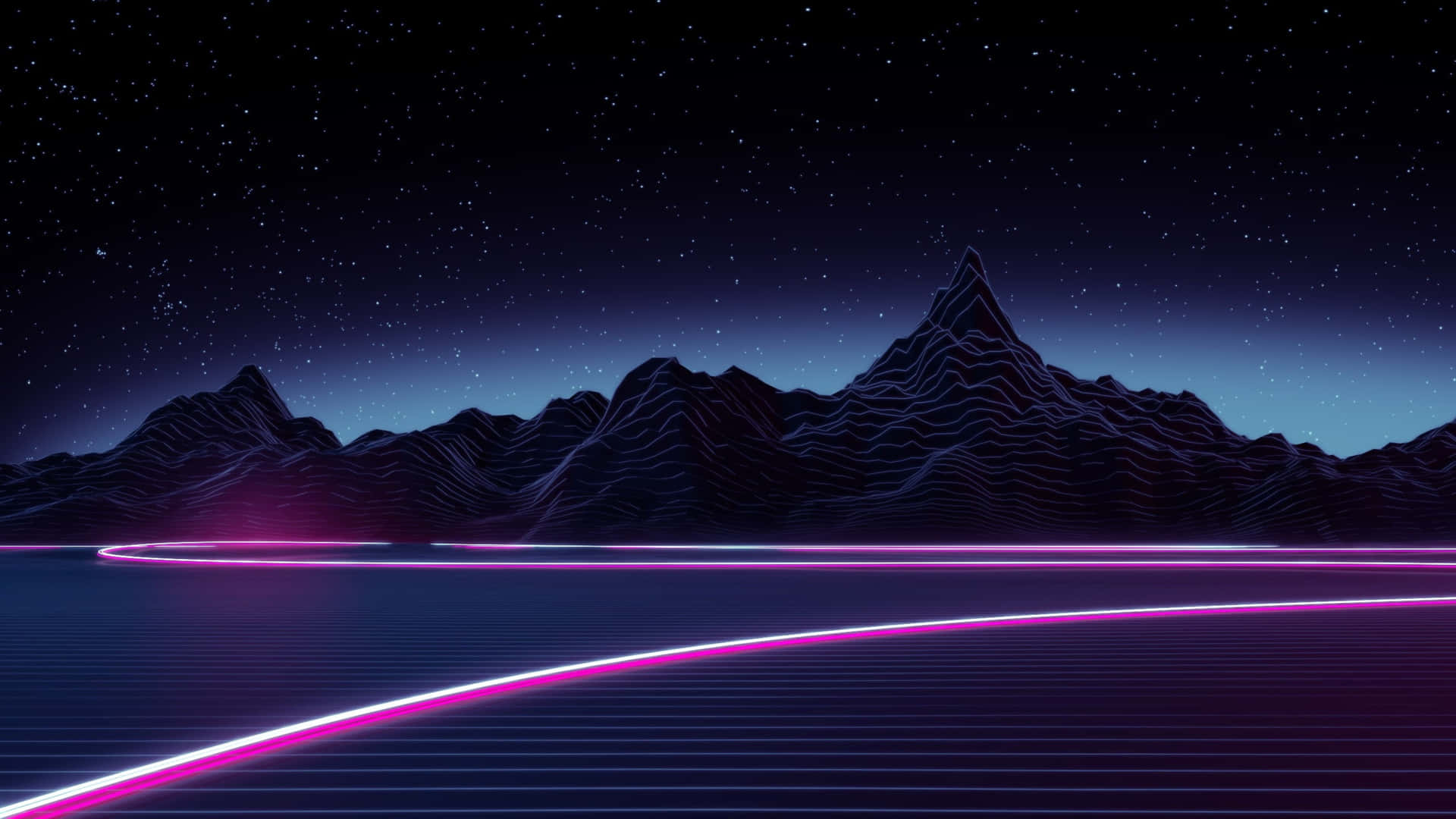 Paysage De Montagne Vaporwave 4 K U H D Fond d'écran