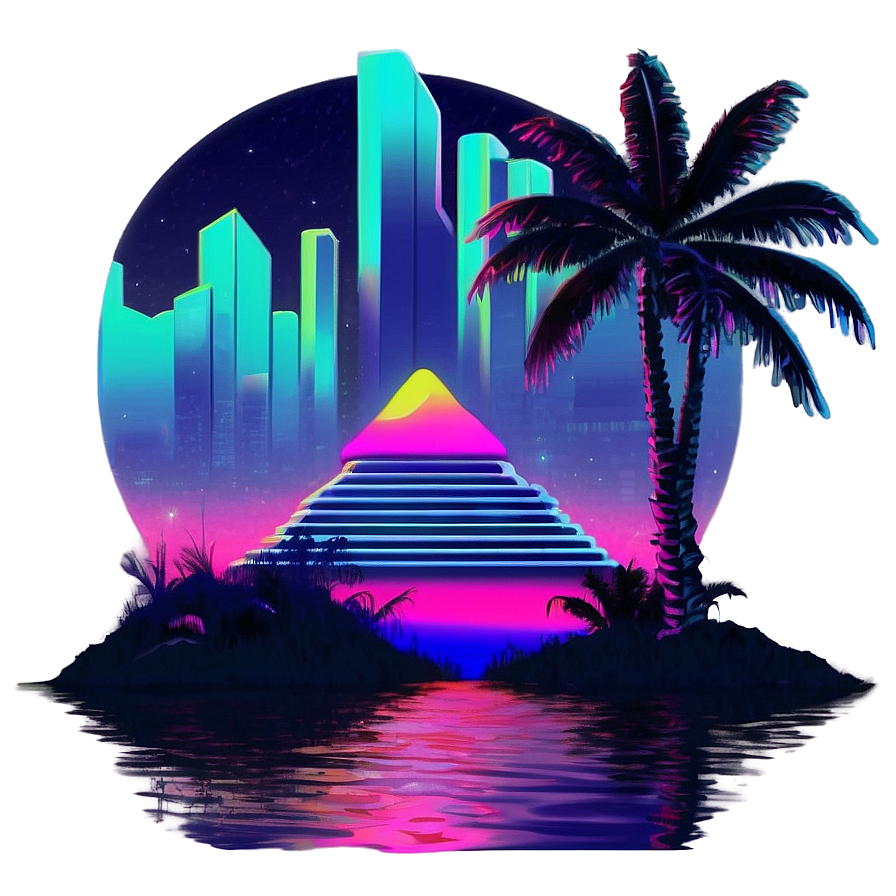 Download Vaporwave Neon Landscape Png Nnh88 | Wallpapers.com