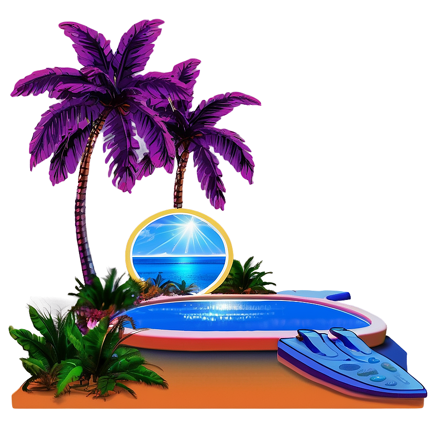 Vaporwave Palm Trees Png 06112024 PNG