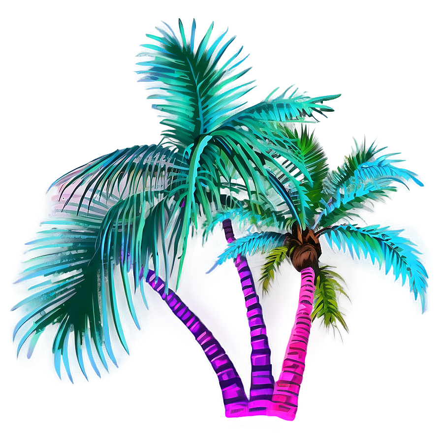 Vaporwave Palm Trees Png 06112024 PNG