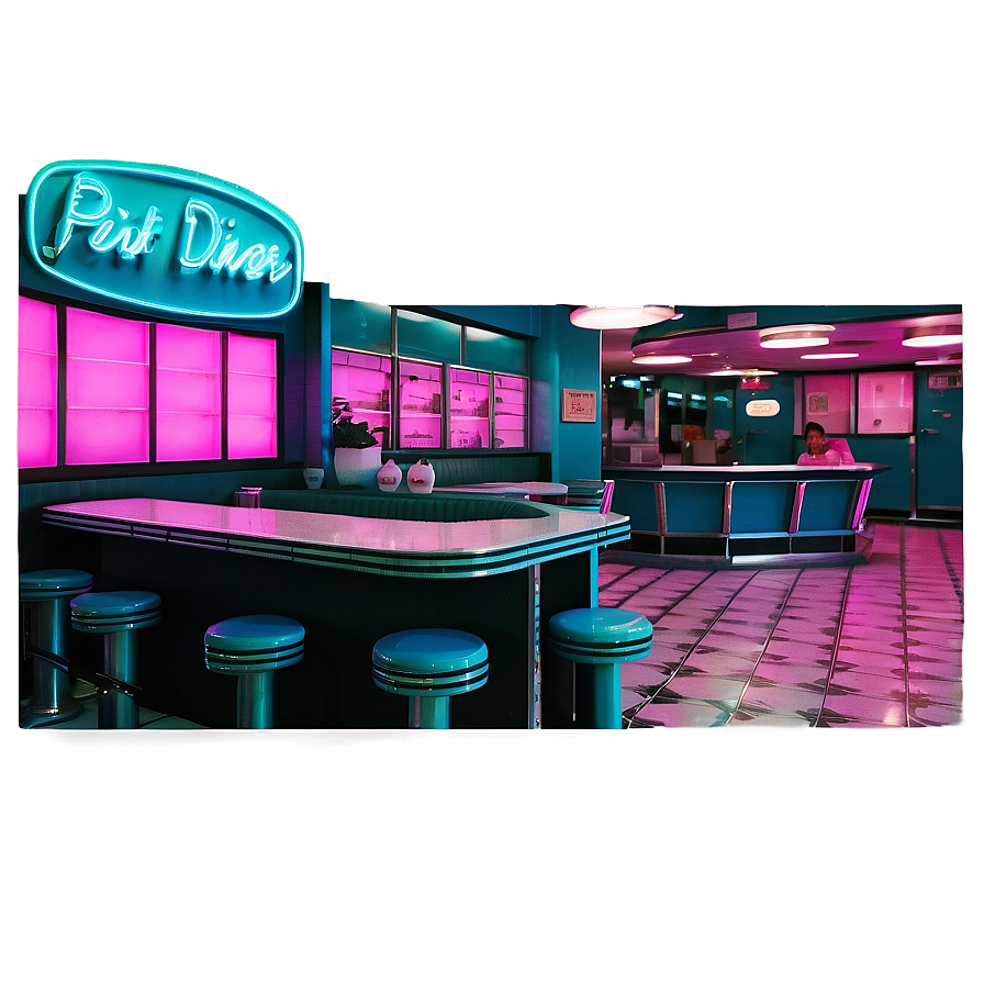 Vaporwave Retro Diner Png 06112024 PNG