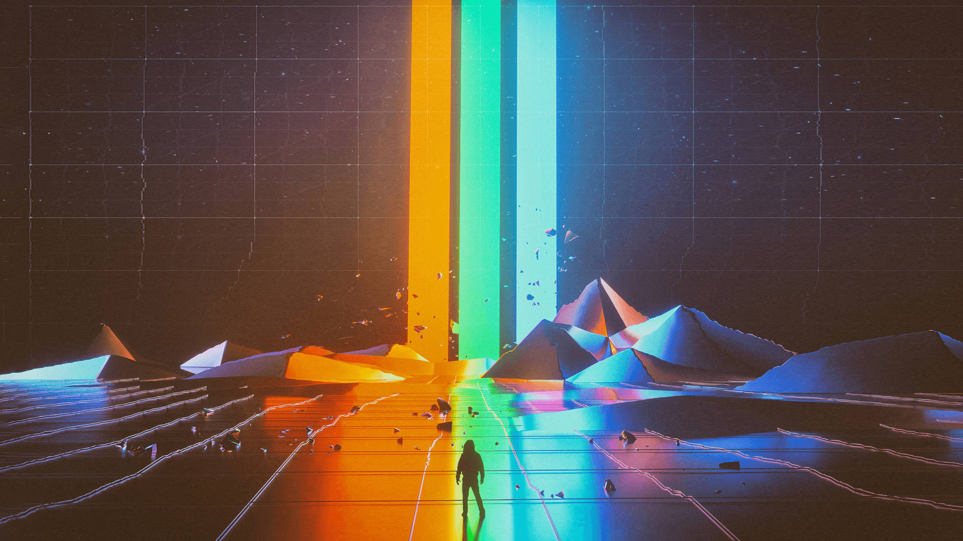 An Eye-Catching Vaporwave-Themed RGB Beams Wallpaper Wallpaper