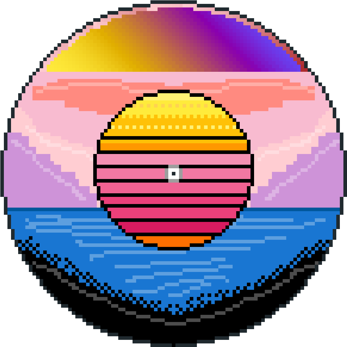 Vaporwave Sunset Pixel Art PNG