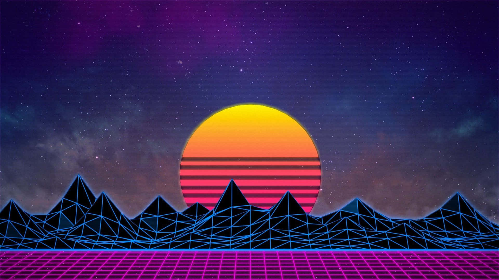 A Sunset With Mountains And A Rainbow Wallpaper
