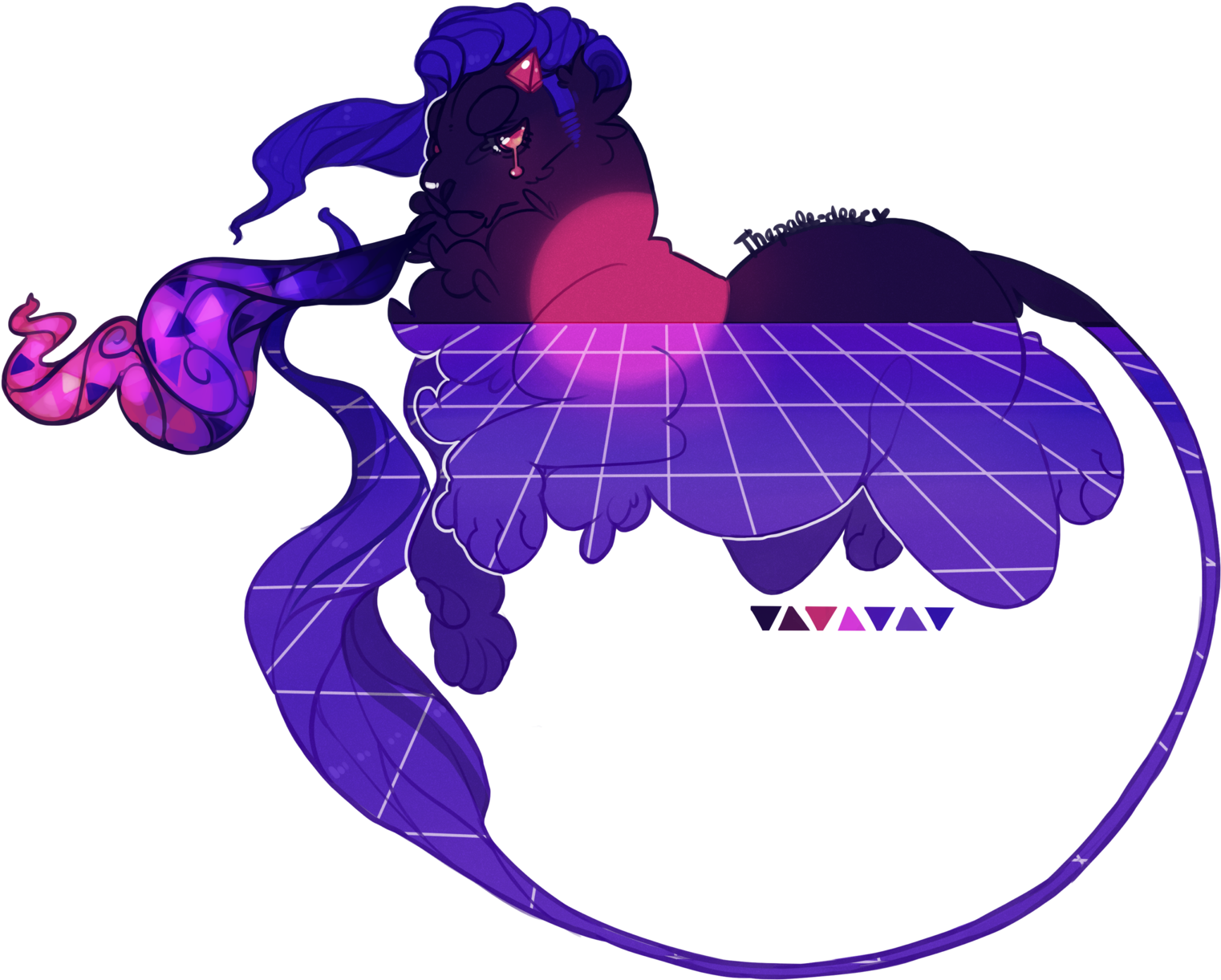 Vaporwave_ Aesthetic_ Lioness PNG