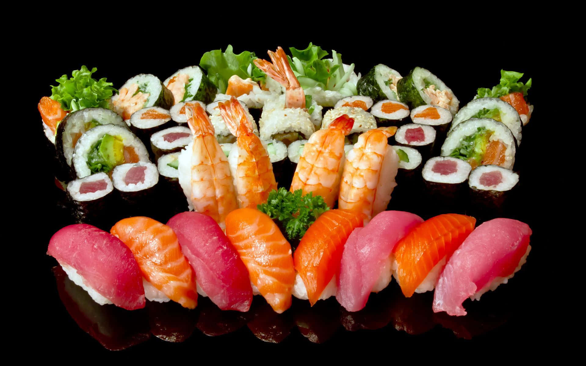 Variaday Vibrante Selección De Sushi En Un Plato.