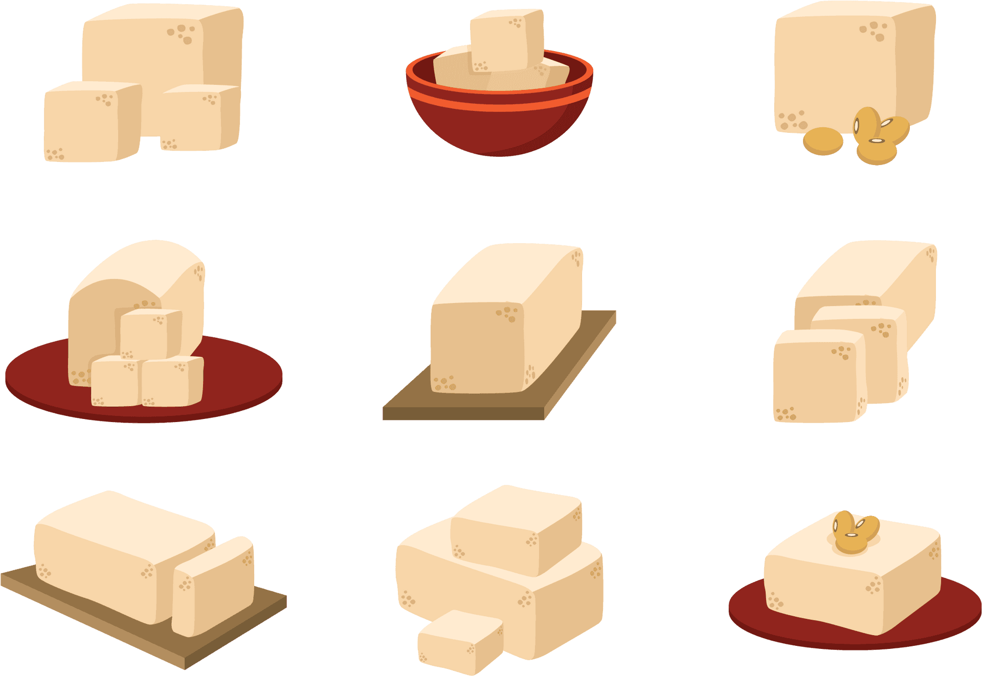 Varietiesof Tofu Illustration PNG