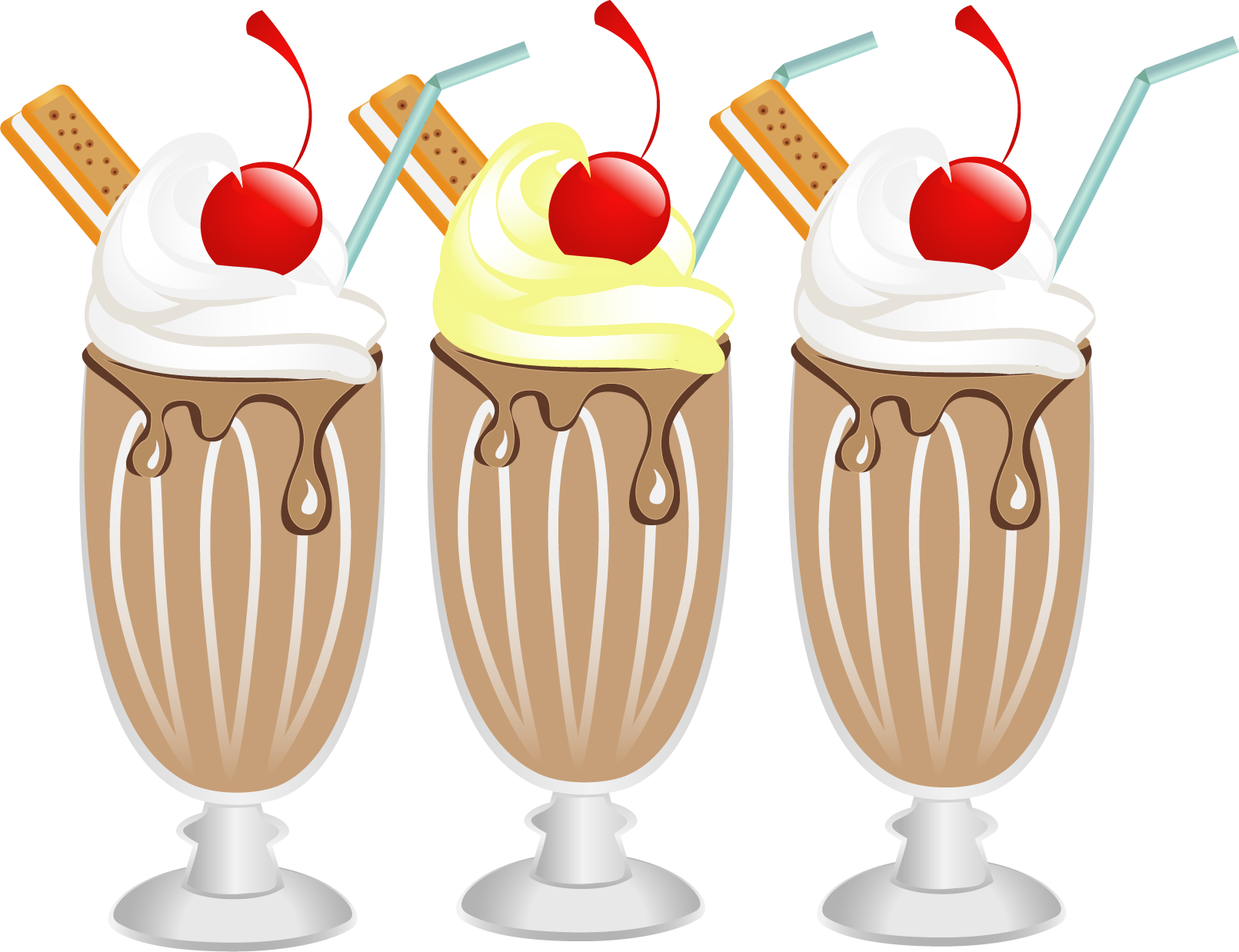 Variety Milkshakes Illustration PNG