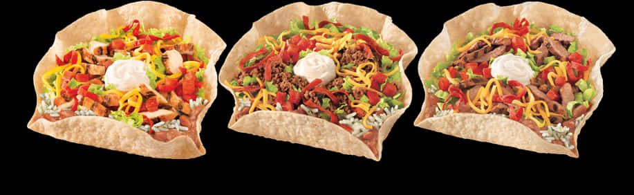 Variety Tacos Black Background PNG