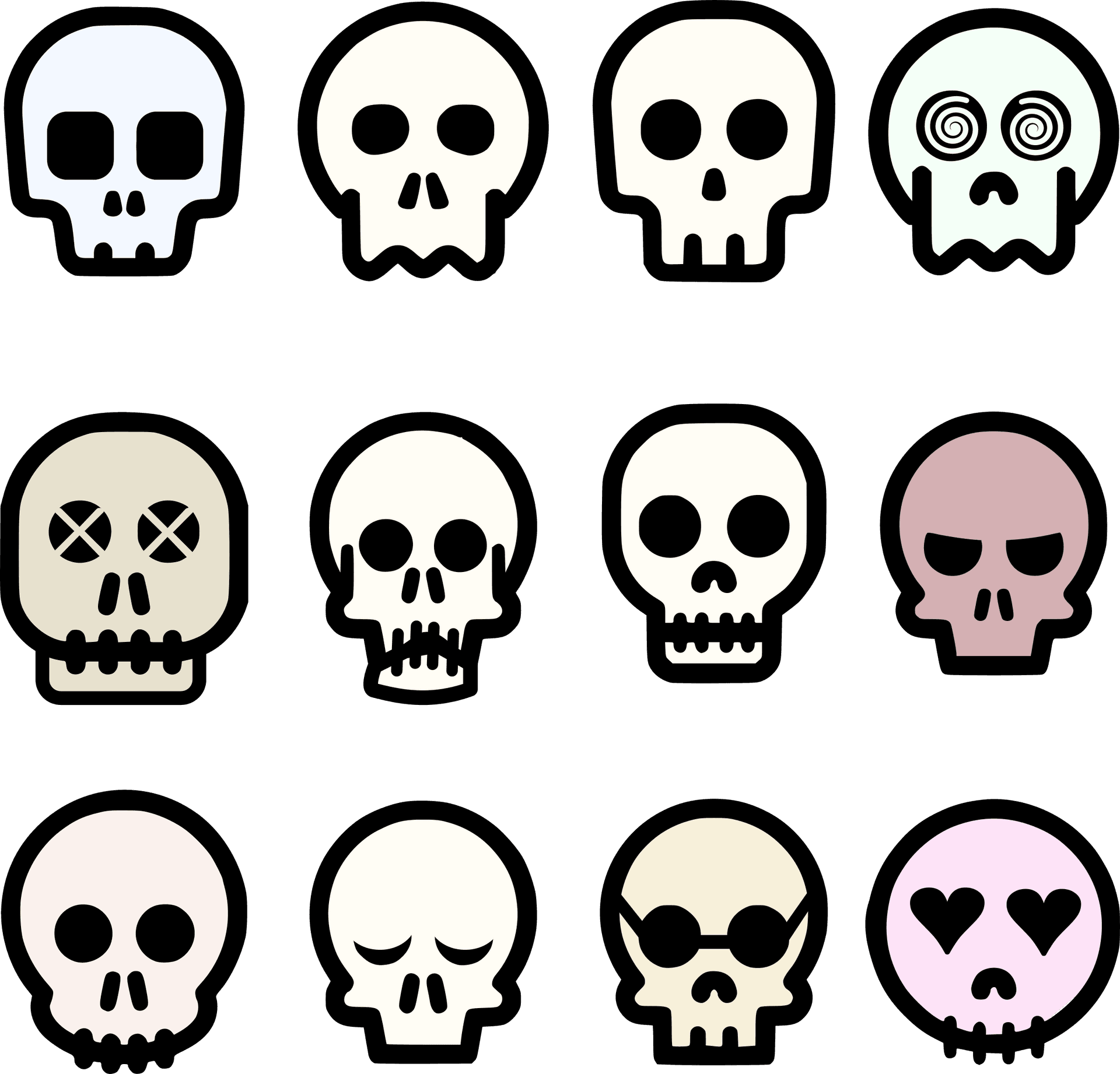 Variety_of_ Stylized_ Skulls PNG