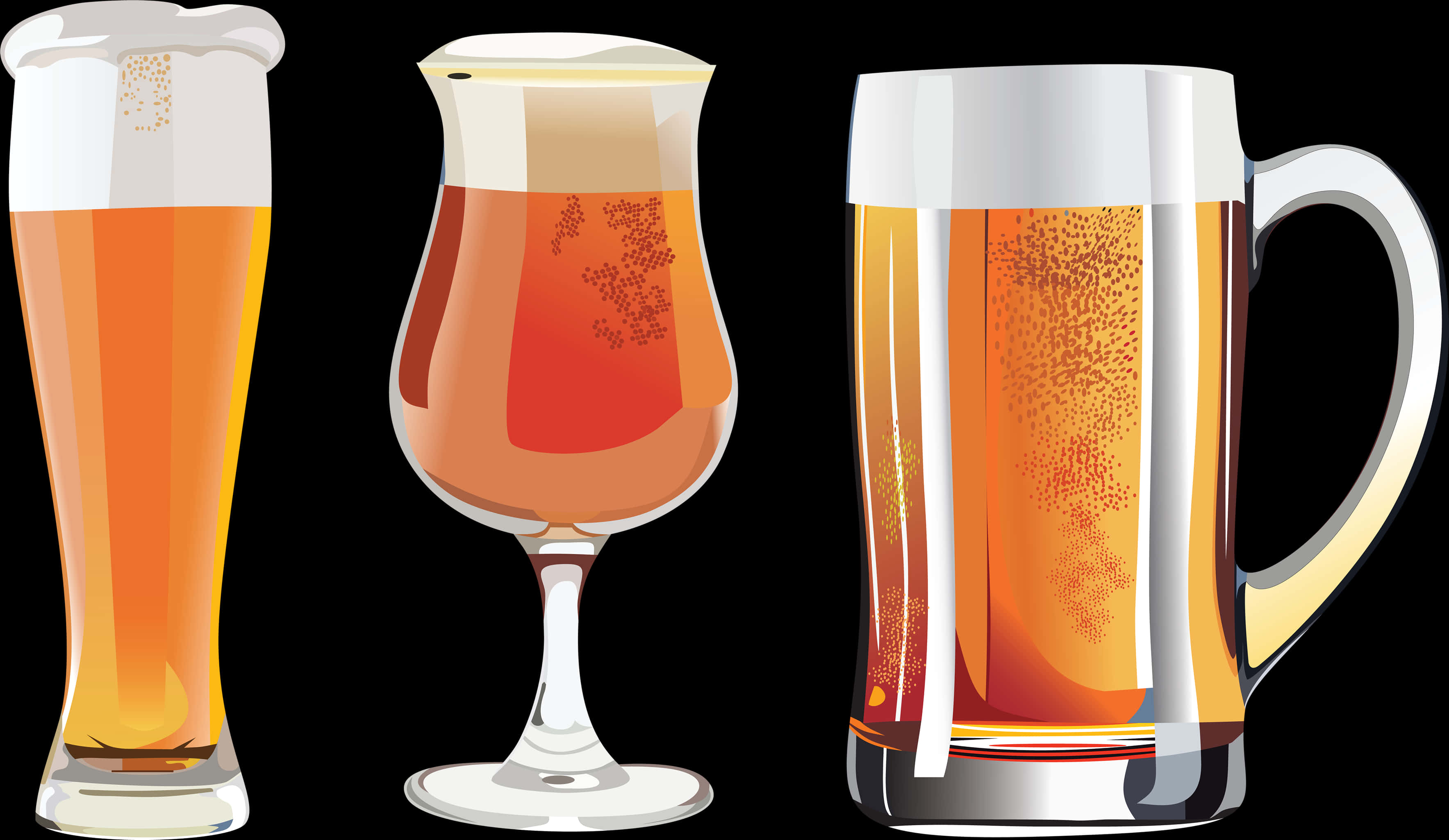 Varietyof Beer Glasses Illustration PNG